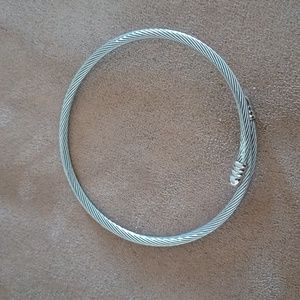 Twisted Cable Bracelet Silver Tone Overlapping Bypass Style Twist Cuff Bangle